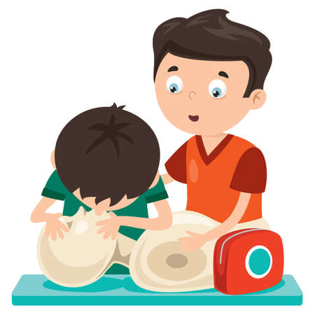 CPR First Aid Concept For Childrenのイラスト素材