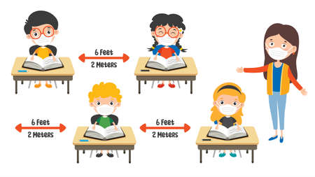 Social Distance Rules For Childrenのイラスト素材