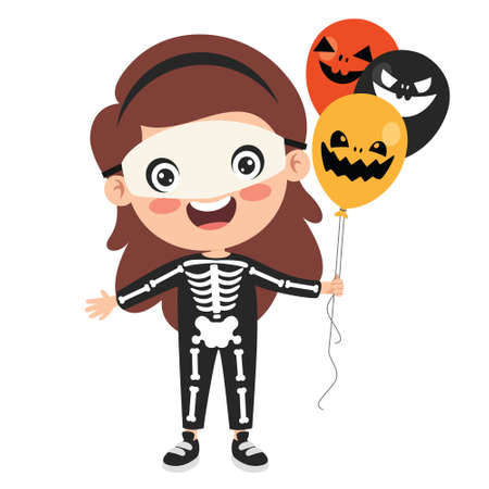 Happy Funny Child Celebrating Halloweenのイラスト素材