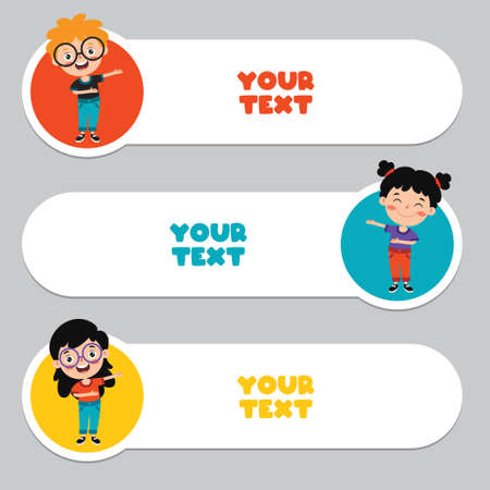 Funny Child Presenting And Pointingのイラスト素材