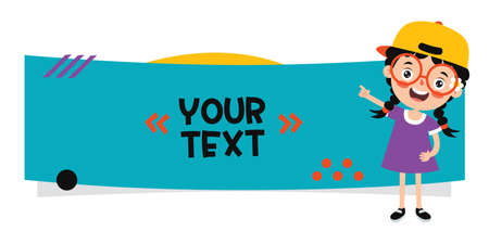 Funny Child Presenting And Pointingのイラスト素材