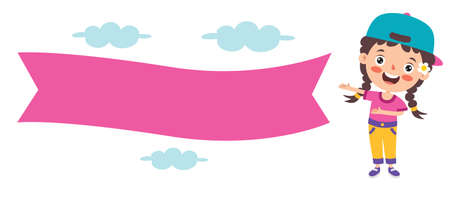 Funny Child Presenting And Pointingのイラスト素材