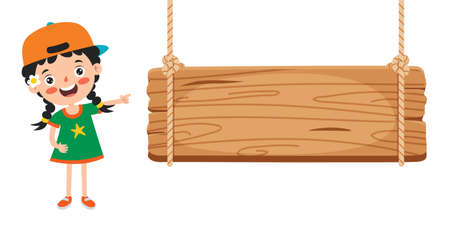 Funny Child Presenting And Pointingのイラスト素材