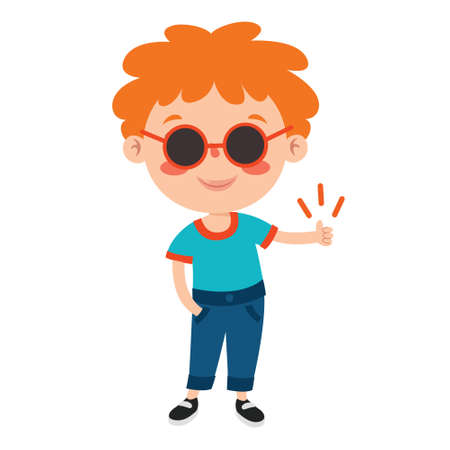 Poses And Expressions Of A Funny Boyのイラスト素材