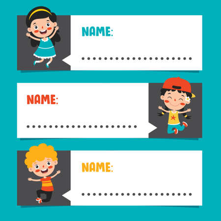 Name Tags For School Childrenのイラスト素材