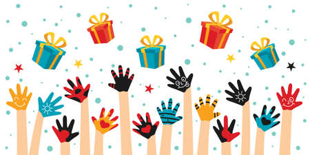 Christmas Greeting With Cartoon Charactersのイラスト素材