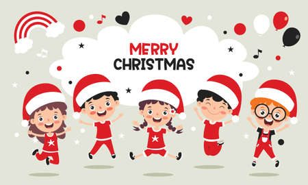 Christmas Greeting With Cartoon Charactersのイラスト素材