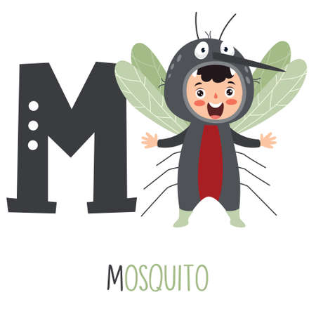 Character In Animal Costume Showing Alphabet Letterのイラスト素材