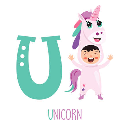 Character In Animal Costume Showing Alphabet Letterのイラスト素材