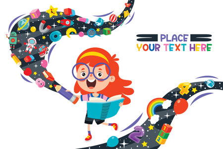 Education Concept With Funny School Childのイラスト素材