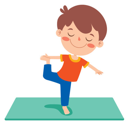 Funny Kid In Yoga Poseのイラスト素材