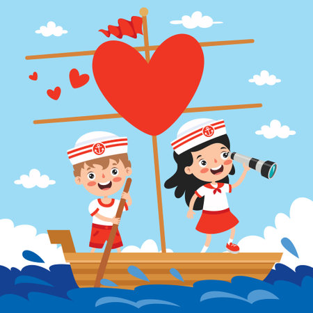 Love Concept With Cartoon Characterのイラスト素材