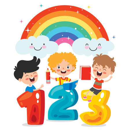 Happy Kids Studying And Learningのイラスト素材