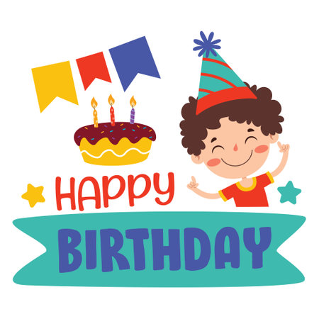 Cute Colorful Birthday Card Templateのイラスト素材