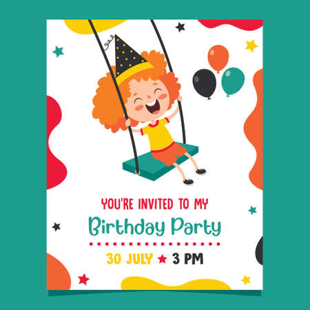 Cute Colorful Birthday Card Templateのイラスト素材