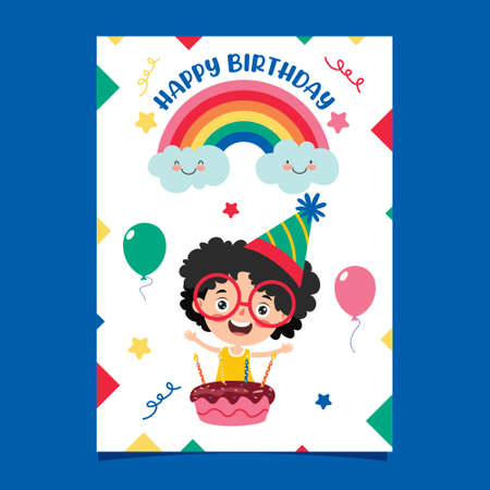 Cute Colorful Birthday Card Templateのイラスト素材