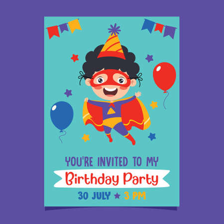 Cute Colorful Birthday Card Templateのイラスト素材