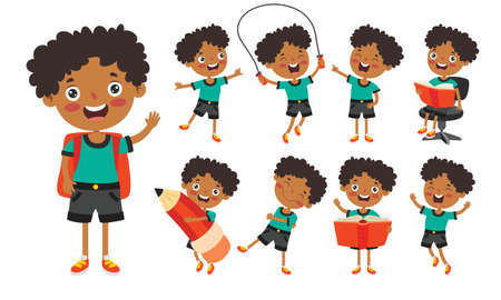 Cartoon Character Studying And Learningのイラスト素材