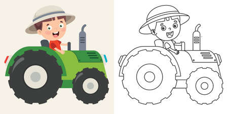 Line Art Drawing For Kids Coloring Pageのイラスト素材