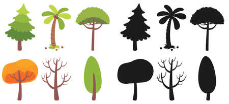 Set Of Various Flat Treesのイラスト素材