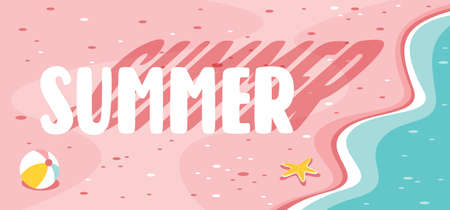 Flat Summer Banner With Cartoon Character
