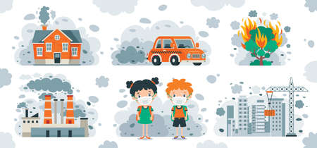 Concept Drawing Of Air Pollutionのイラスト素材