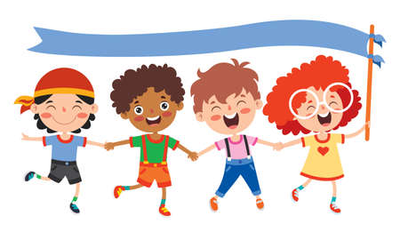 Group Of Children Playing Togetherのイラスト素材