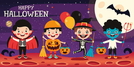 Halloween Concept With Cartoon Characterのイラスト素材