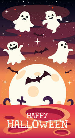 Halloween Concept With Cartoon Characterのイラスト素材