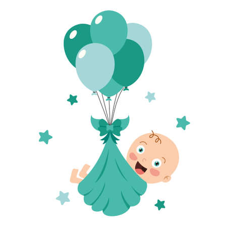Cartoon Drawing Of A  Newborn Baby Characterのイラスト素材