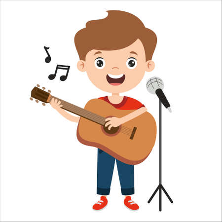Cartoon Drawing Of A Musicianのイラスト素材