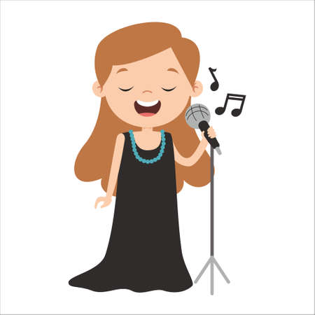 Cartoon Drawing Of A Singerのイラスト素材