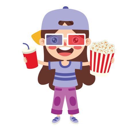 Cinema Concept With Cartoon Characterのイラスト素材
