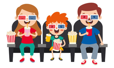 Cinema Concept With Cartoon Characterのイラスト素材