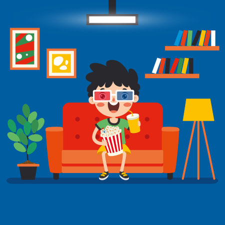 Cinema Concept With Cartoon Characterのイラスト素材