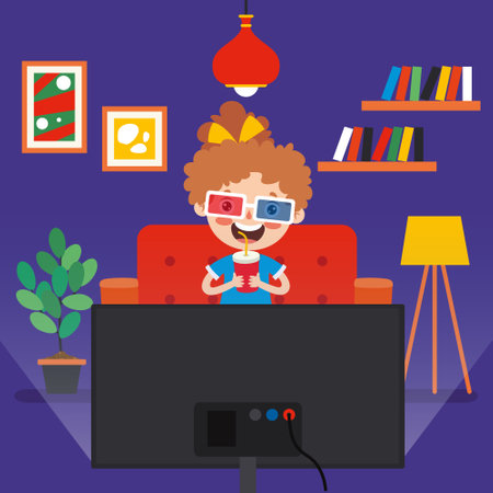Cinema Concept With Cartoon Characterのイラスト素材