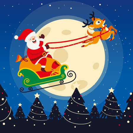 Santa Claus Riding A Sleighのイラスト素材