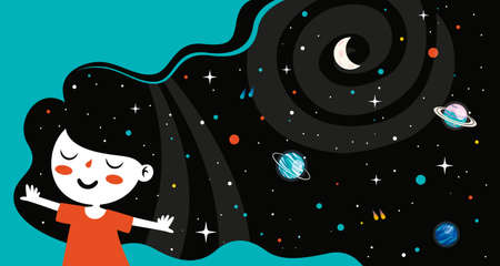 Fantasy Space With An Abstract Figureのイラスト素材