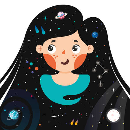 Fantasy Space With An Abstract Figureのイラスト素材