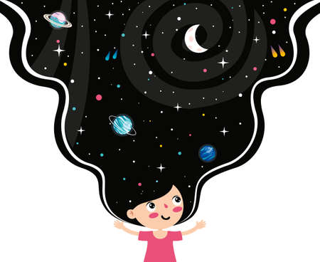 Fantasy Space With An Abstract Figureのイラスト素材