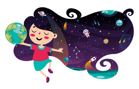 Fantasy Space With An Abstract Figureのイラスト素材