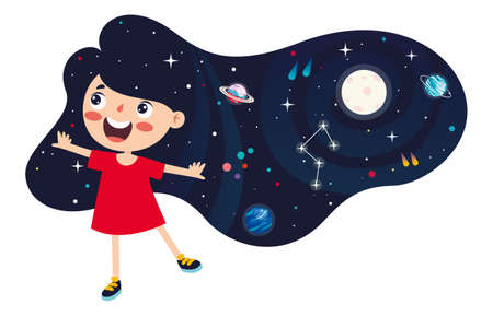 Fantasy Space With An Abstract Figureのイラスト素材