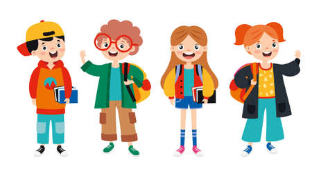 Set Of Various Teen College Studentsのイラスト素材