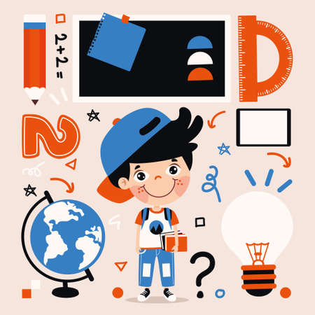Education Concept With Cartoon Studentsのイラスト素材