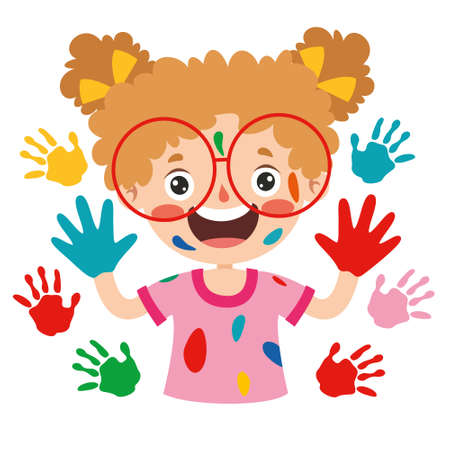 Colorful Painted Hands Of Little Childrenのイラスト素材