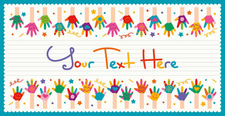 Colorful Painted Hands Of Little Childrenのイラスト素材