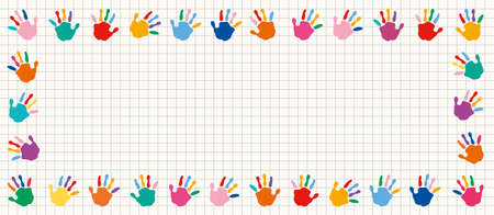 Colorful Painted Hands Of Little Childrenのイラスト素材