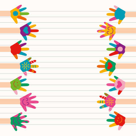 Colorful Painted Hands Of Little Childrenのイラスト素材