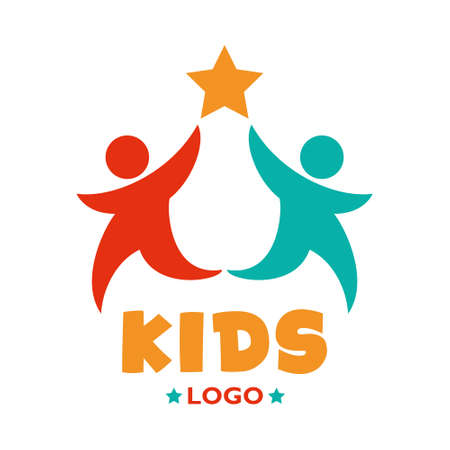 Flat Logo Template For Childrenのイラスト素材