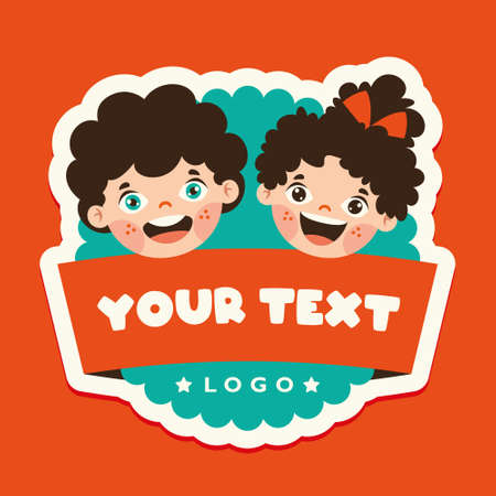 Flat Logo Template For Childrenのイラスト素材